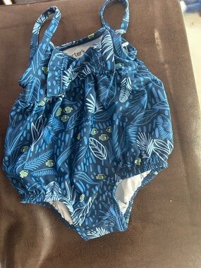 Carter's Navy and Light Blue Tropical Print Baby Swimsuit